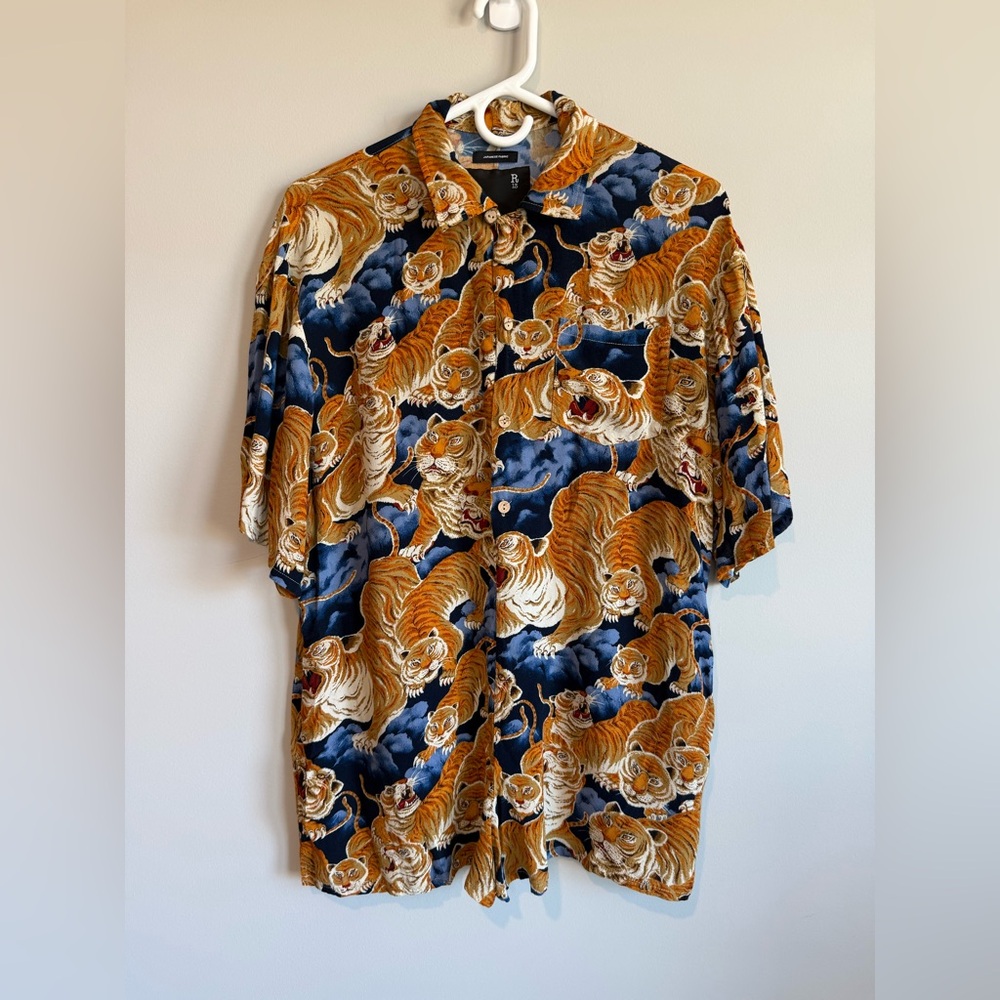 R13 Hawaiian Print Romper in Orange Tiger - Picture 5 of 16